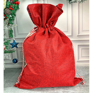 Deer Red & Grey Checks Christmas Sack - 
