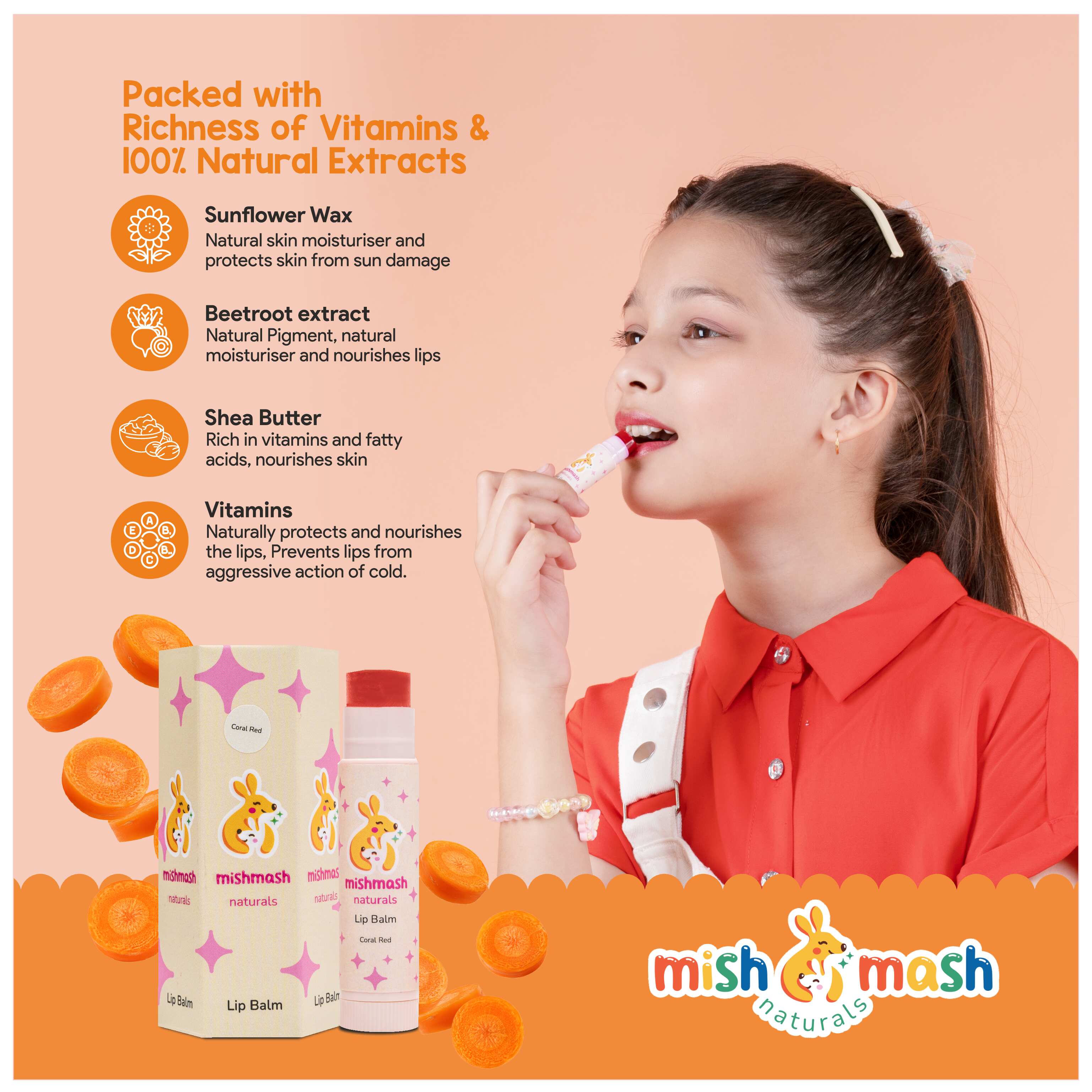 Mishmash Naturals Coral Red Lip Balm