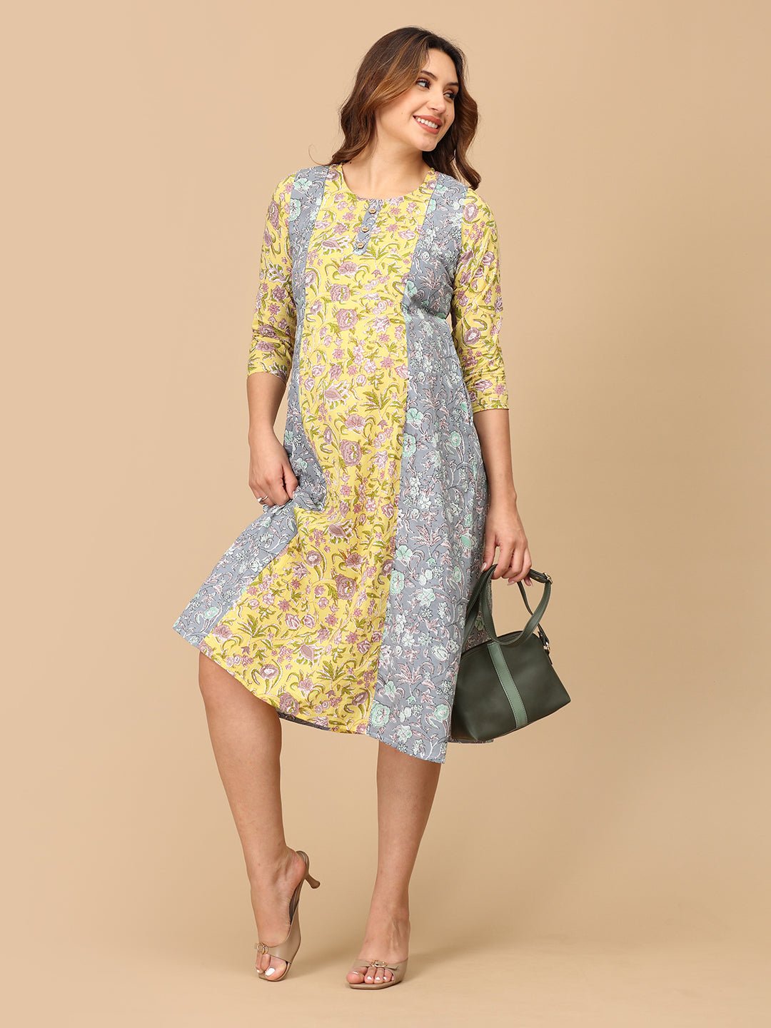 Dhup Chhaya Maternity and Nursing Kurti Dress - MEW - SF - DHPC - S