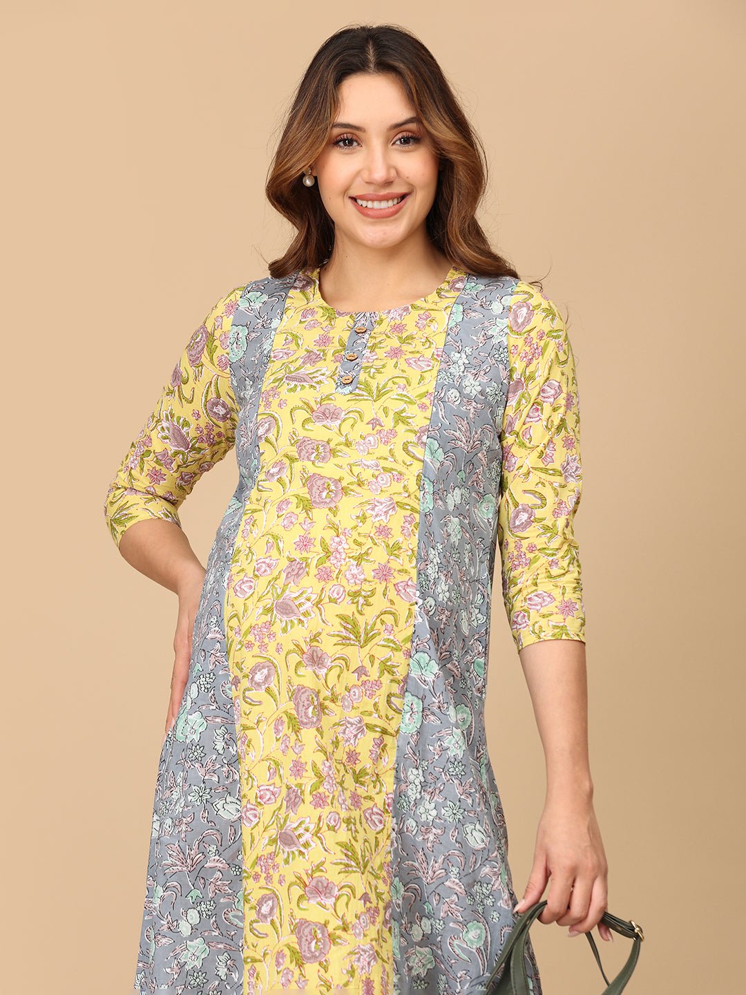 Dhup Chhaya Maternity and Nursing Kurti Dress - MEW - SF - DHPC - S