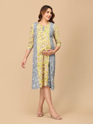 Dhup Chhaya Maternity and Nursing Kurti Dress - MEW - SF - DHPC - S