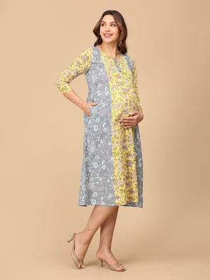 Dhup Chhaya Maternity and Nursing Kurti Dress - MEW - SF - DHPC - S