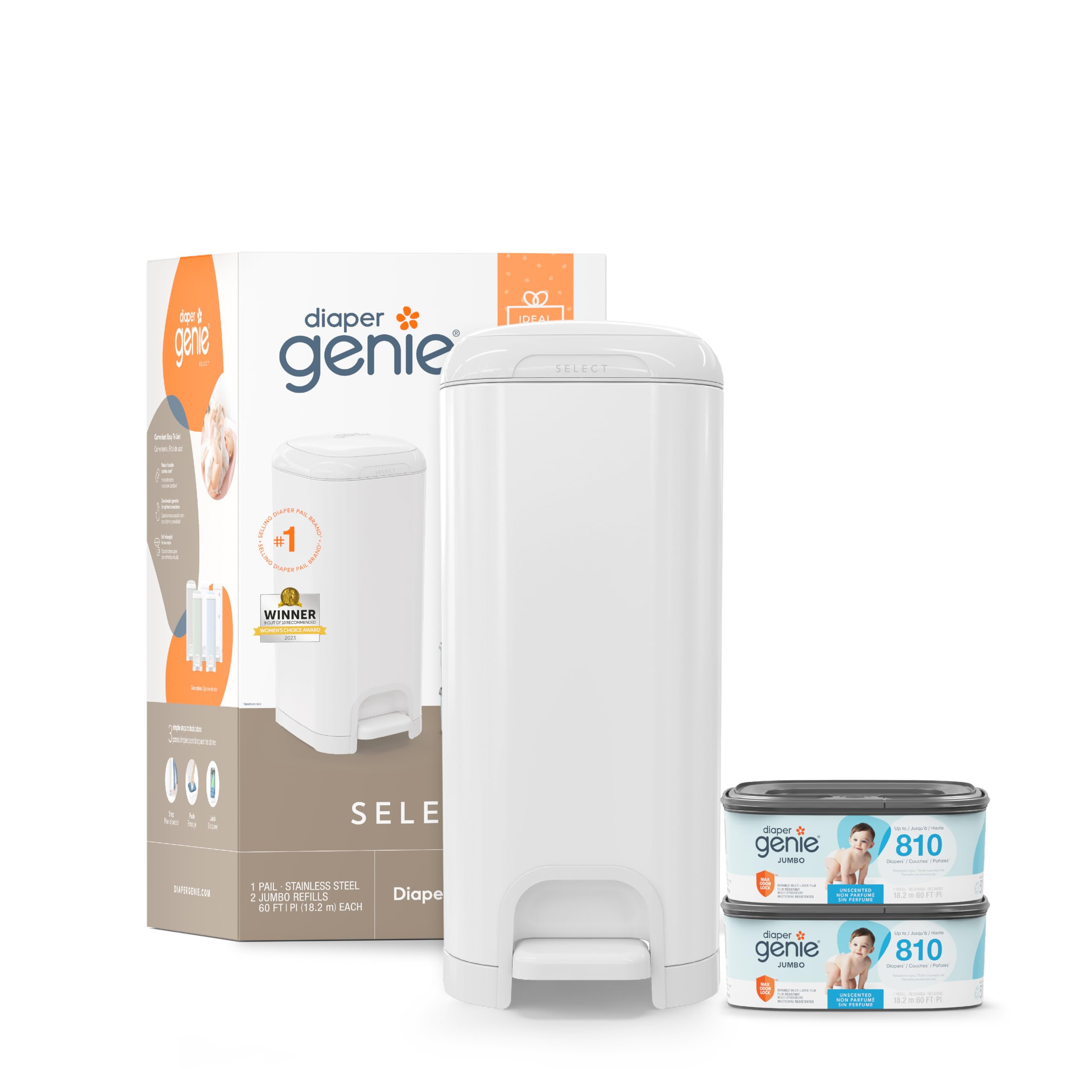 Diaper Genie Diaper Pails Select - White Diaper Organizers