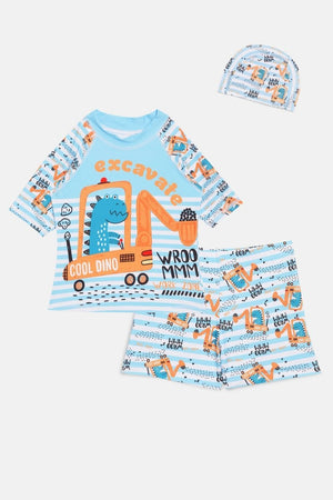 Digger Dino Boys T-shirt And Short Swim Set - KSW-SG-DNDG-3-4