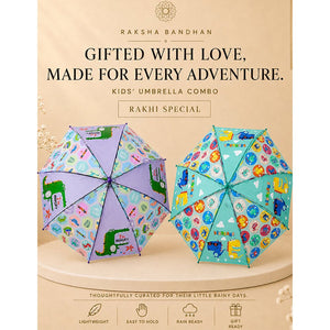 Dino & Crocodile Umbrella with free Rakhi Combo - Rakhi Combo