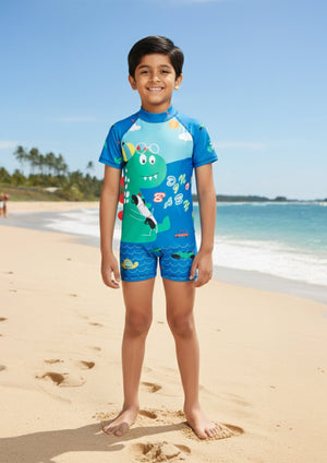 Dino Dive Boys Swimsuit - 1 - 2 Years Kids Swimwear