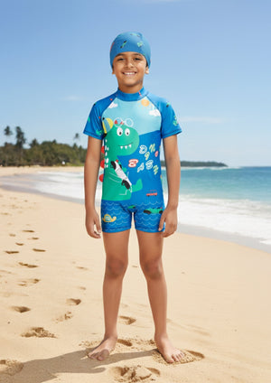 Dino Dive Boys Swimsuit - 1 - 2 Years Kids Swimwear