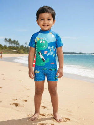Dino Dive Boys Swimsuit - 1 - 2 Years Kids Swimwear