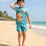 Dino Dribble Boys T-shirt And Short Swim Set - 3 - 4 Years Kids Swimwear