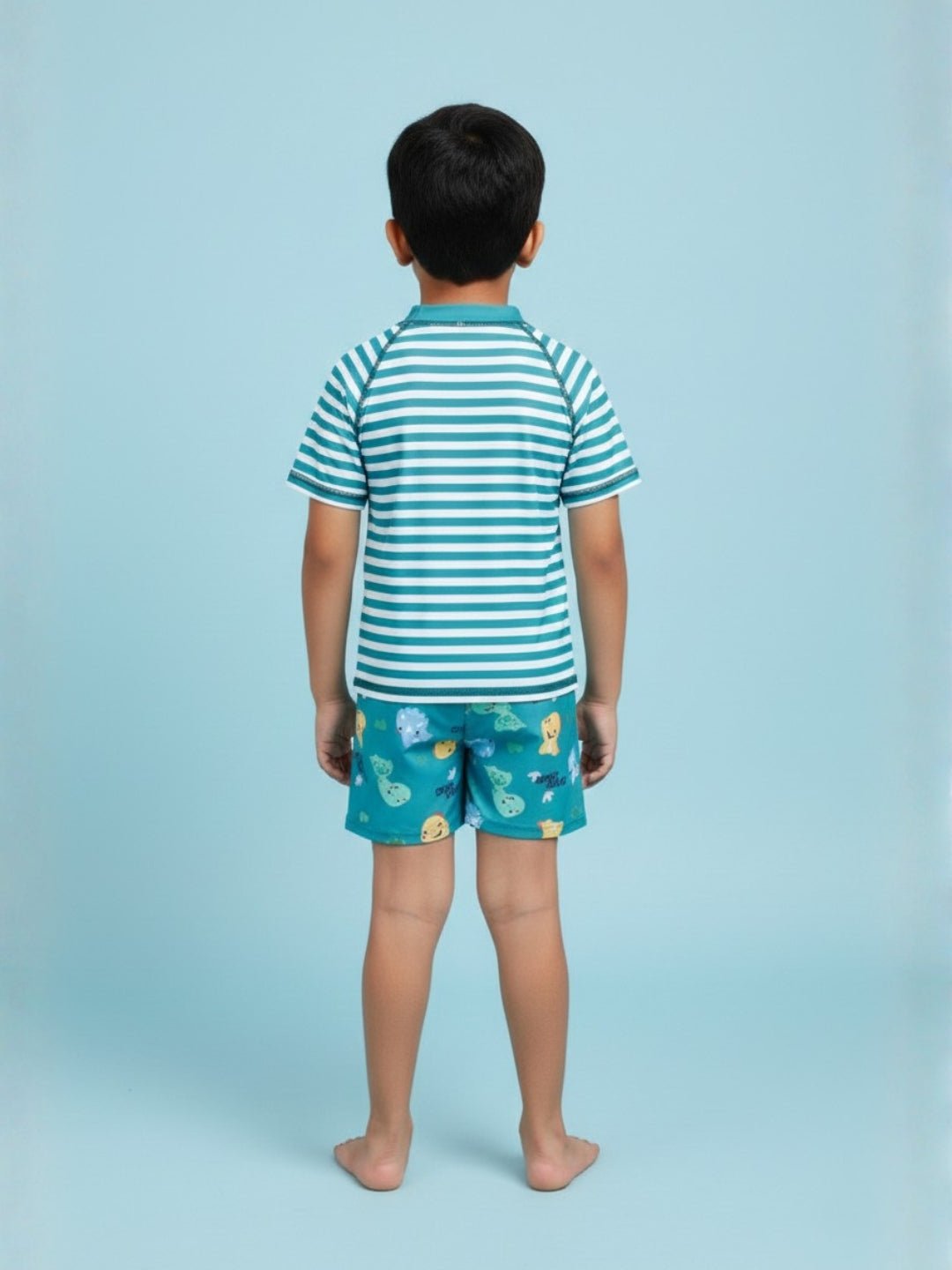 Dino Dribble Boys T-shirt And Short Swim Set - 3 - 4 Years Kids Swimwear