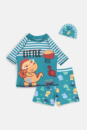 Dino Dribble Boys T-shirt And Short Swim Set - KSW-SG-DNDB-3-4
