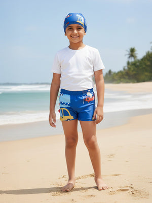 Dino Drive 'N' Dive Boys Swim Shorts With Cap Set - 2 - 3 Years Kids Swimwear