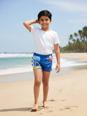 Dino Drive 'N' Dive Boys Swim Shorts With Cap Set - 2 - 3 Years Kids Swimwear