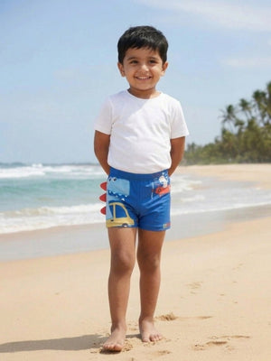 Dino Drive 'N' Dive Boys Swim Shorts With Cap Set - 2 - 3 Years Kids Swimwear
