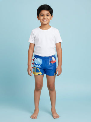 Dino Drive 'N' Dive Boys Swim Shorts With Cap Set - 2 - 3 Years Kids Swimwear