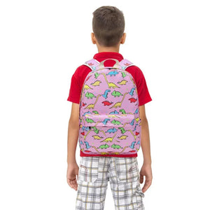 Dino park 3 pcs Matching Backpack with Lunch Bag & Stationery Pouch, Pink - Back To School