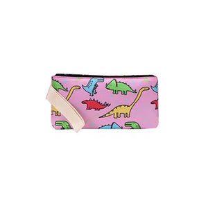 Dino park 3 pcs Matching Backpack with Lunch Bag & Stationery Pouch, Pink - Back To School