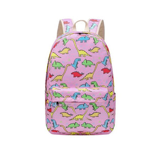 Dino park 3 pcs Matching Backpack with Lunch Bag & Stationery Pouch, Pink - Back To School
