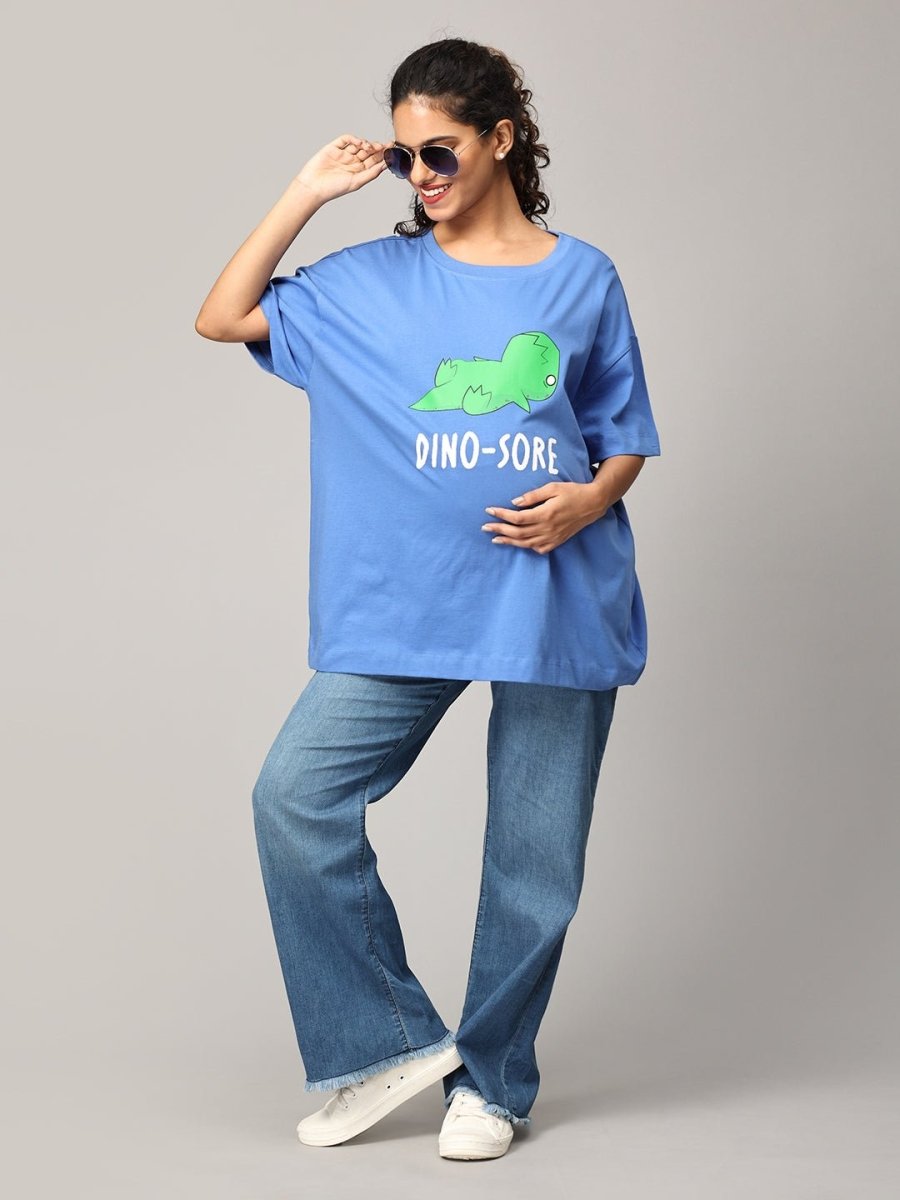 Dino Sore Oversized Mumma T shirt - MAT-SC-DNSRO-S