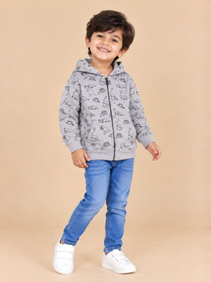 Dino Tales Zipper Jacket - 0-6 Months Kids Winter Zipper Jackets