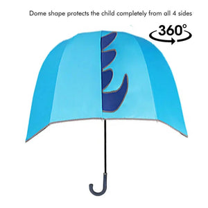 Dino theme, Helmet Shape Kids Umbrella , 4 - 8 yrs, Light Blue. - Monsoon Wear