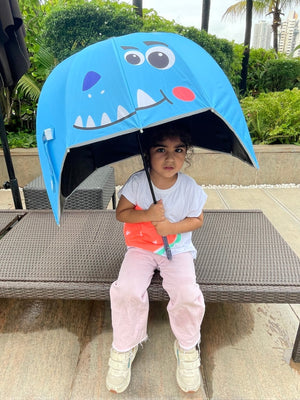 Dino theme, Helmet Shape Kids Umbrella , 4 - 8 yrs, Light Blue. - Monsoon Wear