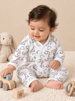 Dinos On The Round Infant Romper (Jabla Style) - Preemie Infant Rompers