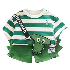 Dinosaur Cross Sling Print2 Pcs Shorts Set For Toddlers And Kids - 3 - 4 Years Kids Clothing