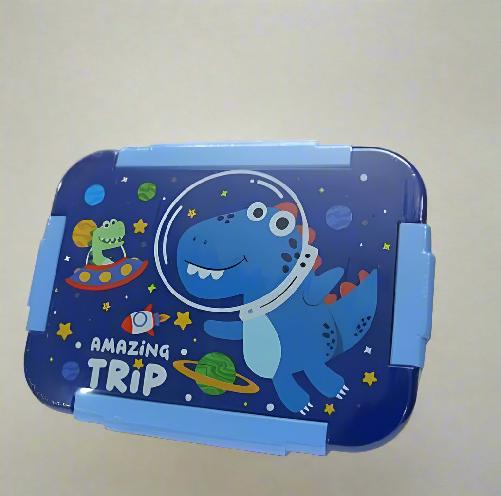 CuddleNest Kids Dinosaur Printed 3-Compartment Bento Lunch Box