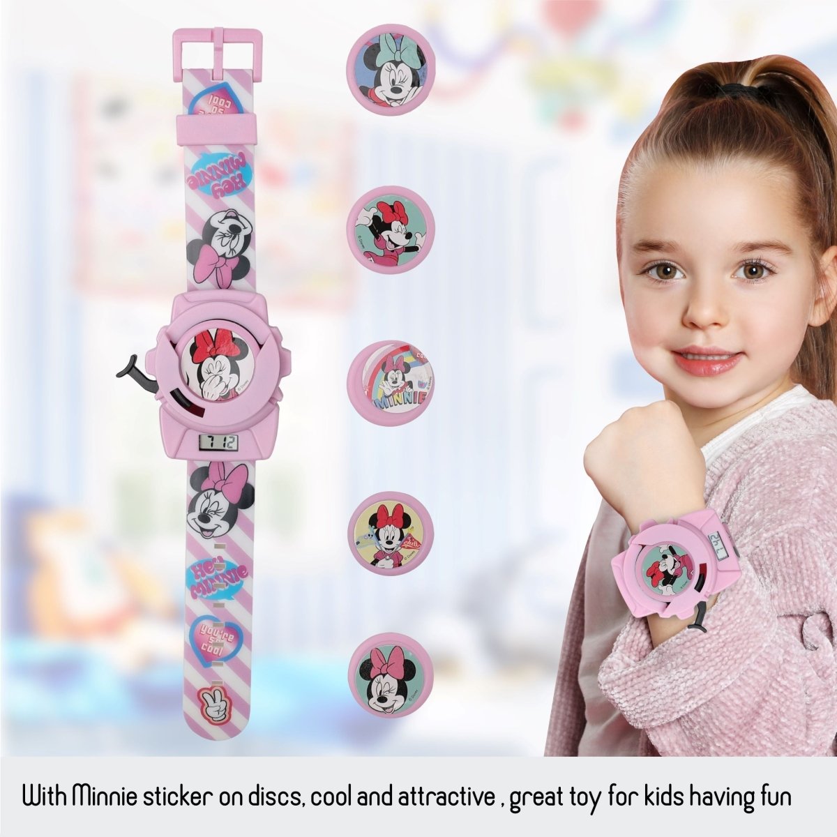 Disney Minnie Disc Shooter Digital Watch- Pink - TRHA22125