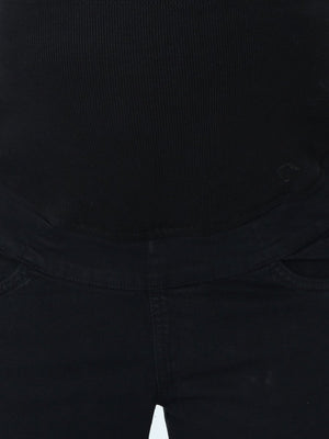 Distress Taped Maternity Denims with Belly Support-Black - MDD-DTBLK-S