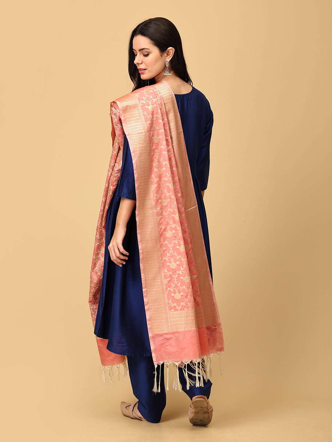 Diva Blue Maternity And Nursing Silk Kurta Set With Dupatta - MEW - SK - DIVBL - S