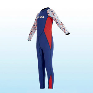Dive Navy Nautical Printed Full Length 2.5mm Neoprene Kids Swimsuit with Free Washbag - 4 - 5 Years Swim