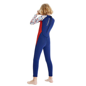 Dive Navy Nautical Printed Full Length 2.5mm Neoprene Kids Swimsuit with Free Washbag - 4 - 5 Years Swim