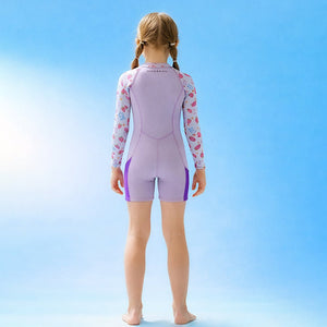 Dive Purple Strawberry Printed Knee Length 2.5mm Neoprene Kids Swimsuit with Free Washbag - 4 - 5 Years Swim