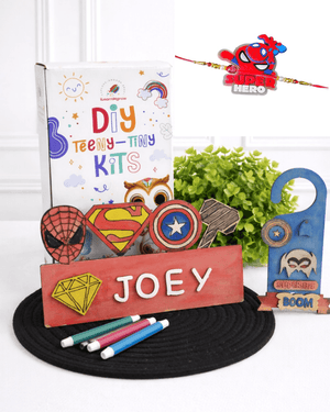 DIY Superhero Rakhi Combo with Door Knob Kit & Name Plate - iLearnNGrow - Art & Craft