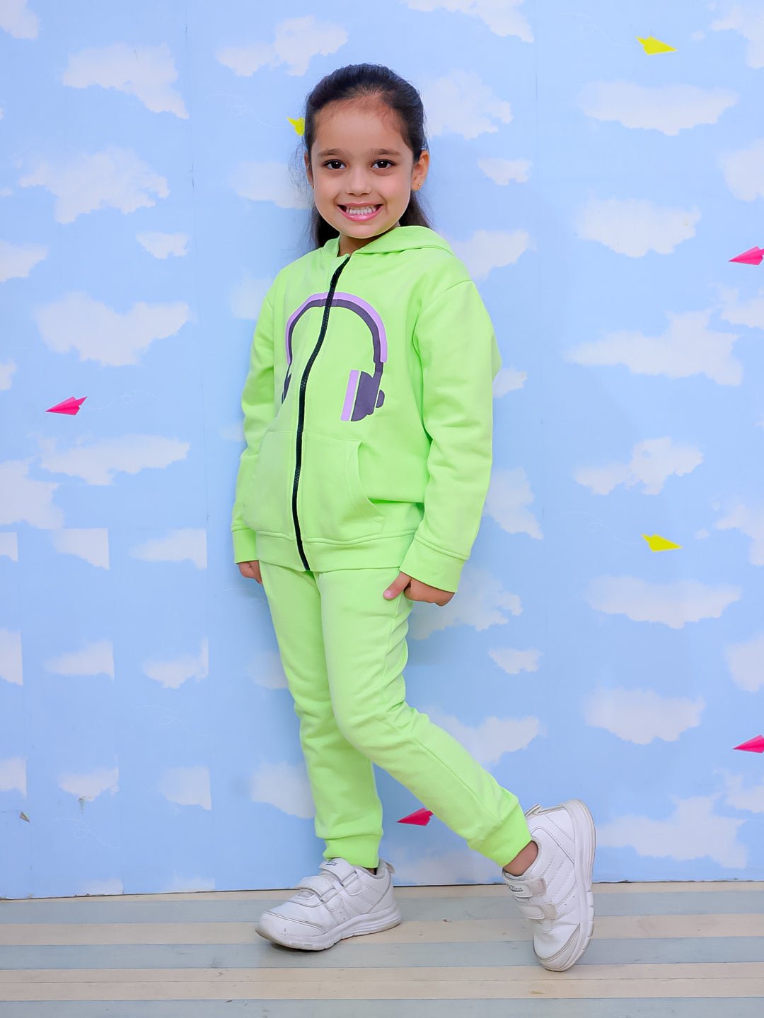 DJ Neon Zipper Jacket Neon Green Sweatpants Combo