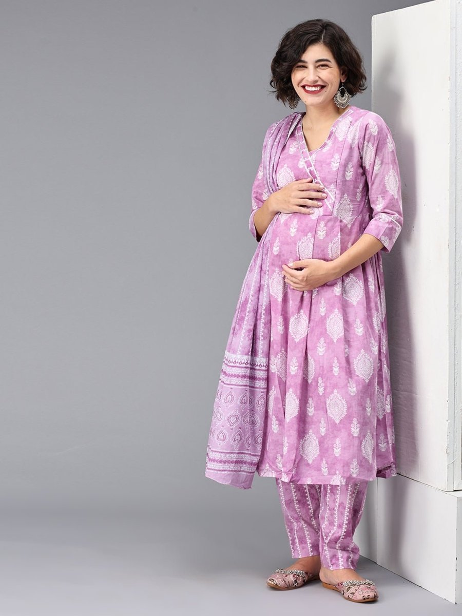 Do You Lilac It Maternity And Nursing Kurta Set With Dupatta - MEW-SK-DL-S