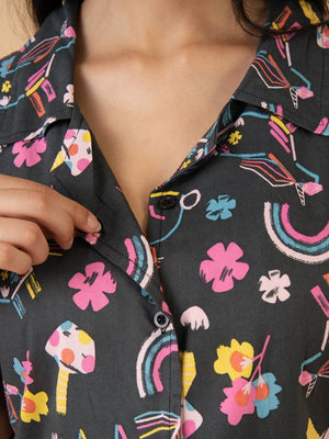 Doodle Dazzle Maternity and Nursing Nightwear Shorts Set - Multi Maternity Nightwear Set