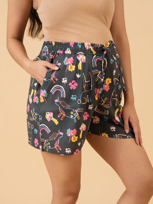 Doodle Dazzle Maternity and Nursing Nightwear Shorts Set - Multi Maternity Nightwear Set
