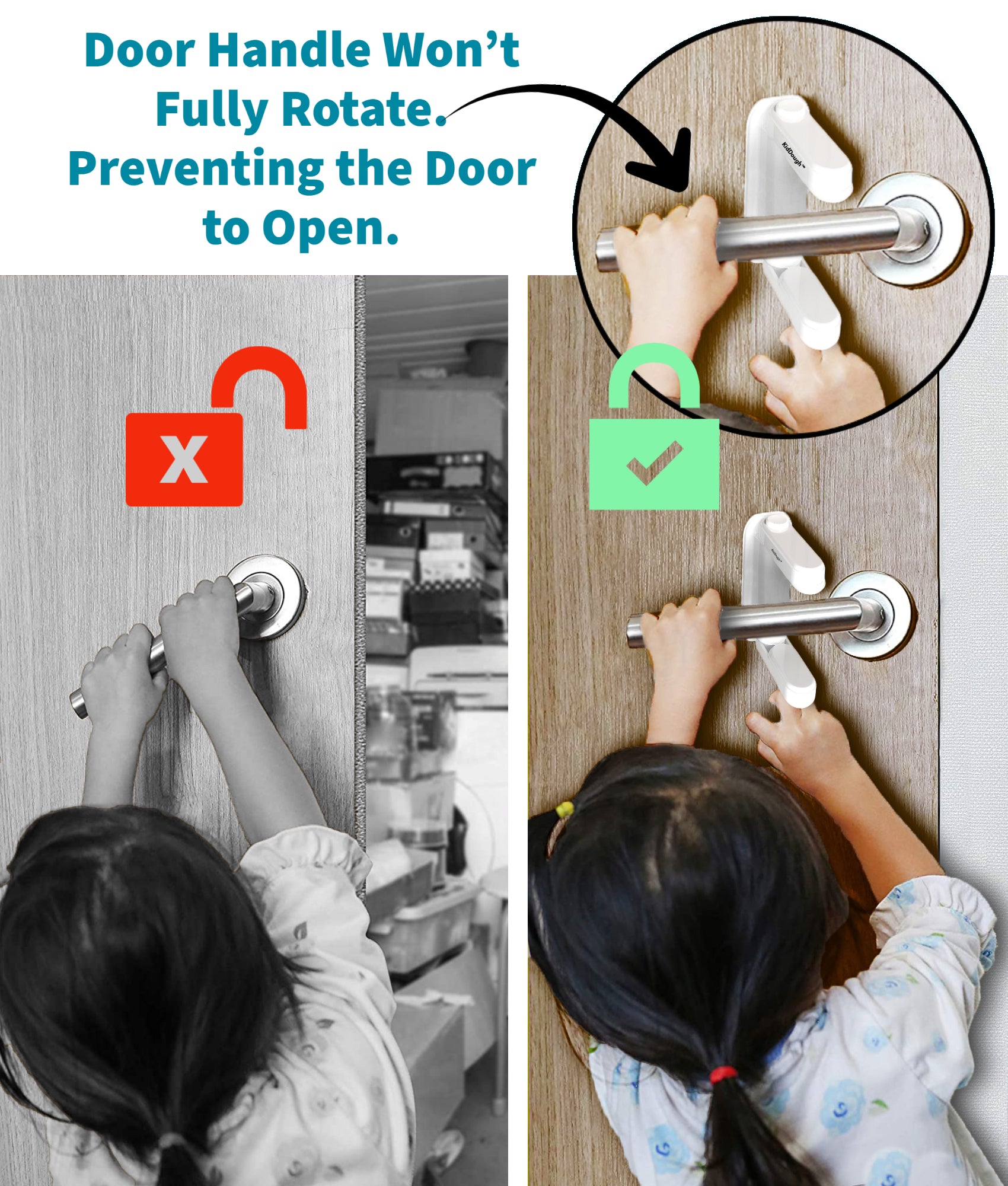 KidDough Baby Proofing Door Handle Safety Locks- Pack of 2