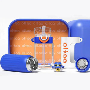 Double Tumbler Blue bear detachable set water bottle, 400 ml & 320ML for Kids and Adults - Back To School