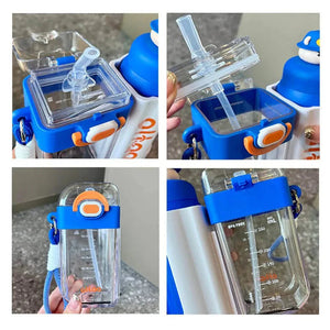 Double Tumbler Blue bear detachable set water bottle, 400 ml & 320ML for Kids and Adults - Back To School