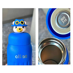 Double Tumbler Blue bear detachable set water bottle, 400 ml & 320ML for Kids and Adults - Back To School