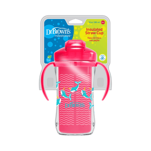 Dr. Brown'S 10 Oz/300 Ml Insulated Straw Cup, 1-Pack Pink 12M to 36M - Baby Cups & Sippers