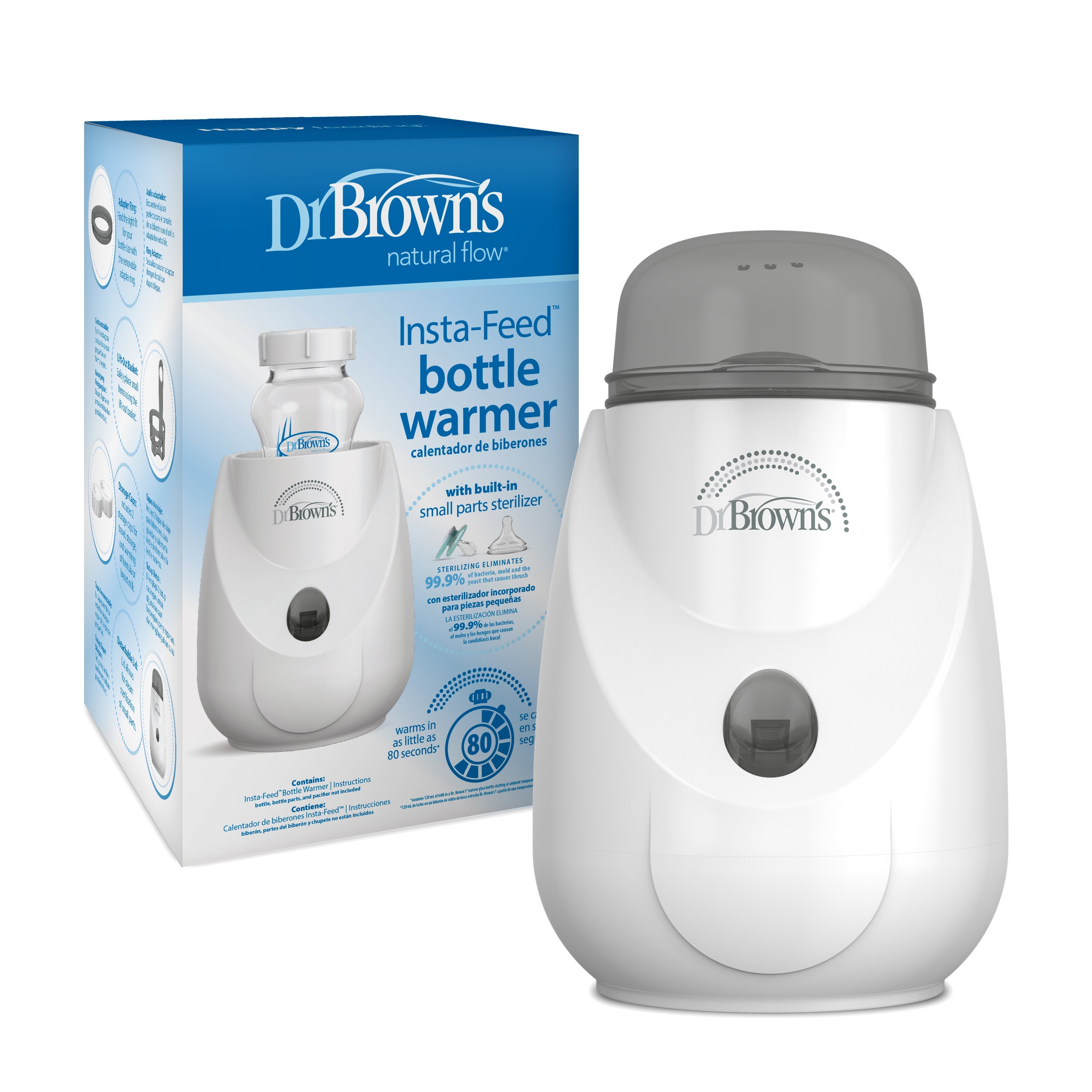Dr. Brown'S Insta - Feed Bottle Warmer & Sterilizer, E/F Plug, 220 - 240V Grey & White Birth to 36M - DBAC185 - INTL