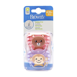 Dr. Brown's Prevent Printed Shield Soother Pacifier Pack of 2 0-6M - Stage2 Pacifiers, Teethers & Rattles