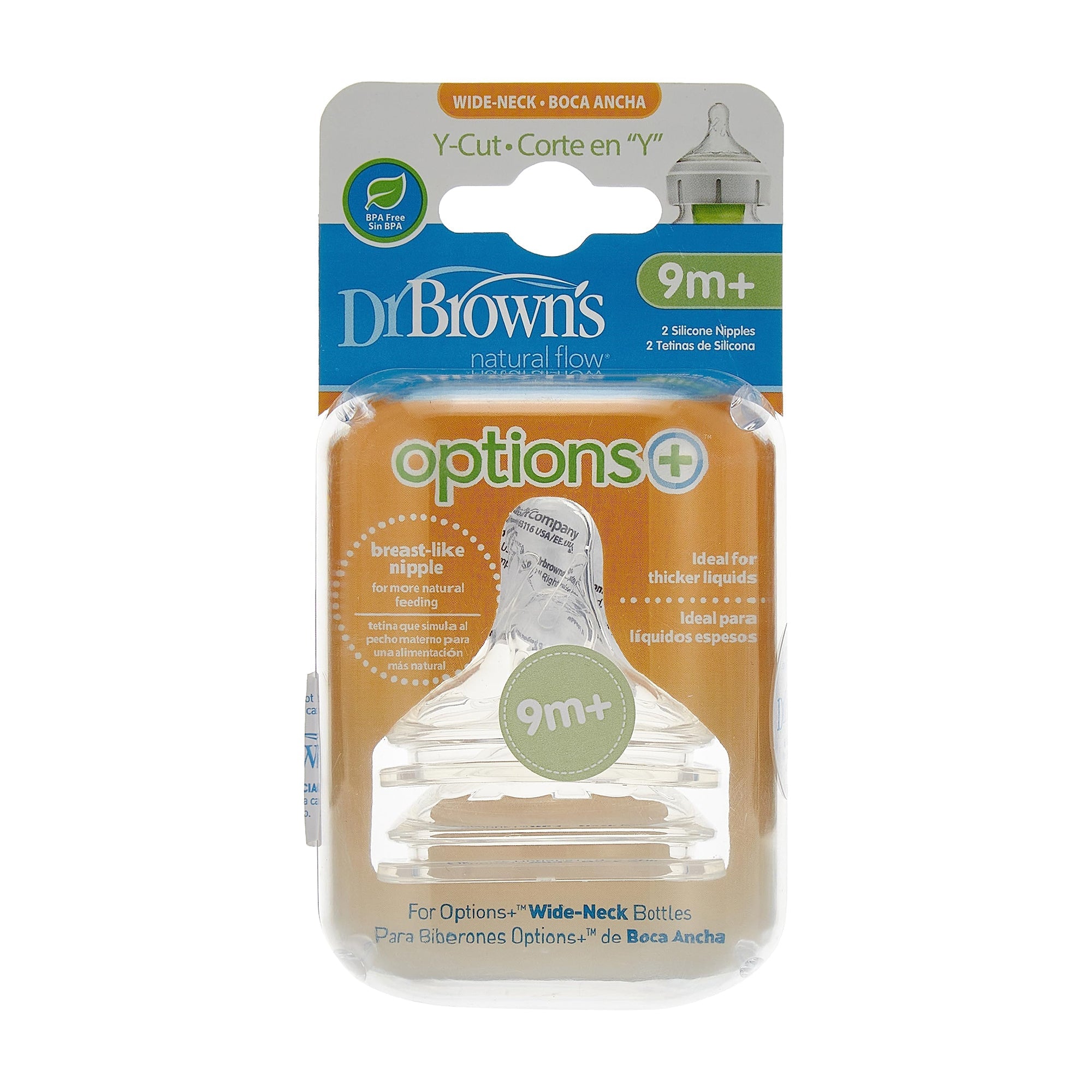 Dr. Brown'S Y - Cut Wide - Neck Silicone Nipple Transparent 9M to 12M - DBWNY201 - GBX