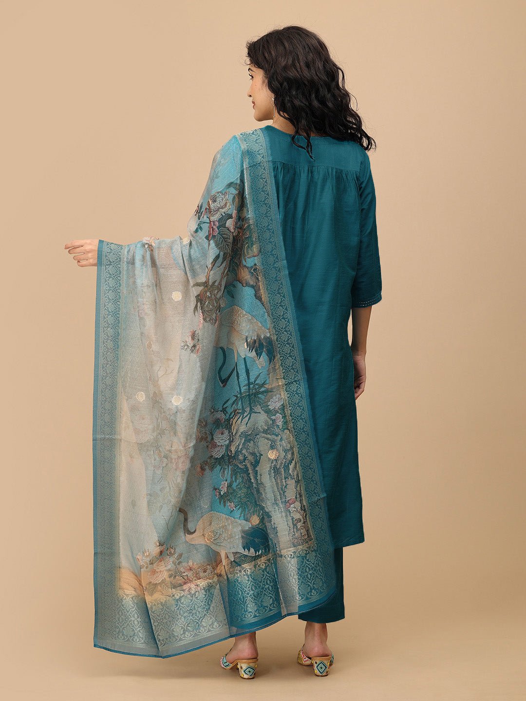 Drama at Gala Embroidered Maternity and Nursing Silk Kurta Set With Dupatta - S Maternity Ethnic Set