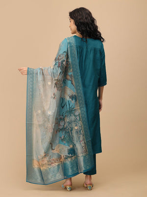 Drama at Gala Embroidered Maternity and Nursing Silk Kurta Set With Dupatta - S Maternity Ethnic Set